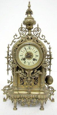 Ornate French Bronze Antique Shelf Clock