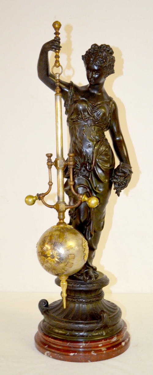 Antique French Torsion Lady Statue Clock