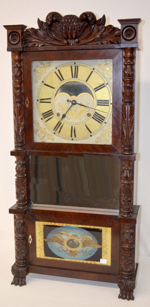 Antique Ornate Davis & Barber Triple Decker Clock