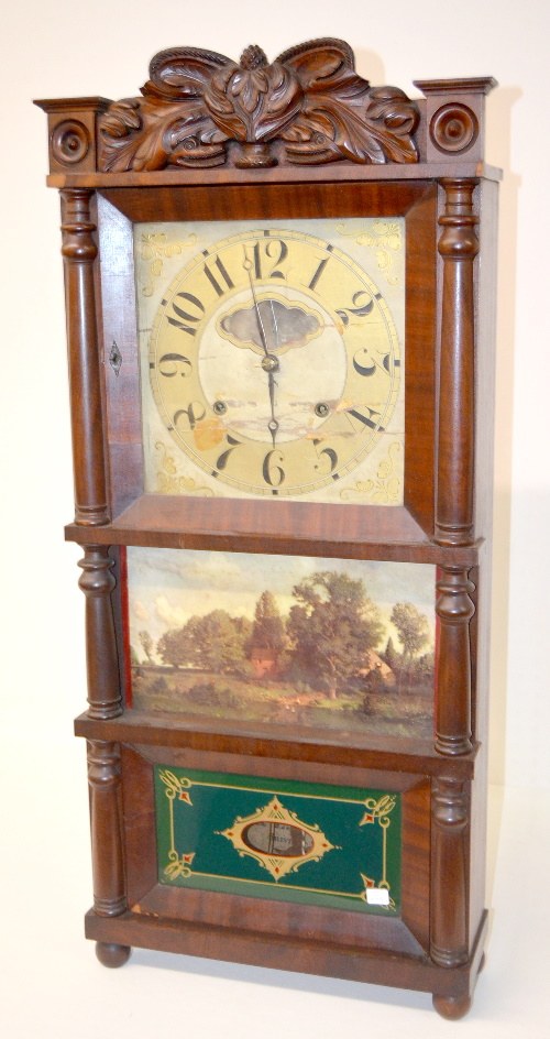 Antique C & L.C. Ives Triple Decker Wood Works Clock