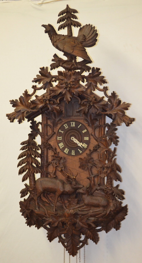 Large Ornate Carved Black Forest Cuckoo Clock