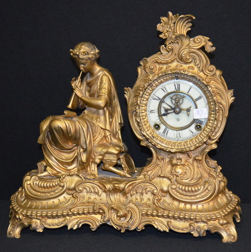 Antique Ansonia “Fantasy” Metal Statue Clock