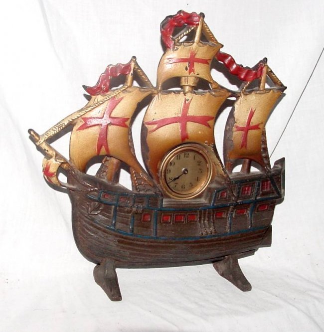 Lux Cast Iron Sailing Ship Clock