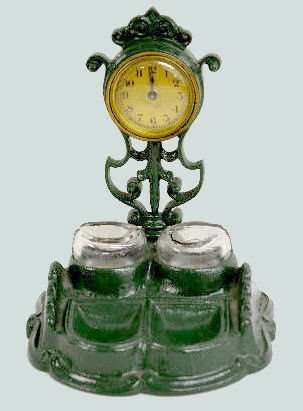 Lux Clock w/Verona Cast Iron Inkwell Stand