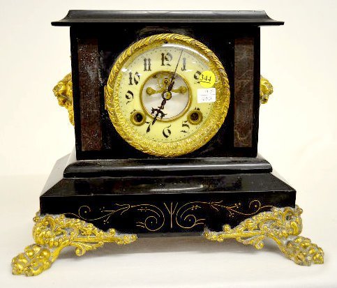 Enameled Iron Case Mantel Clock