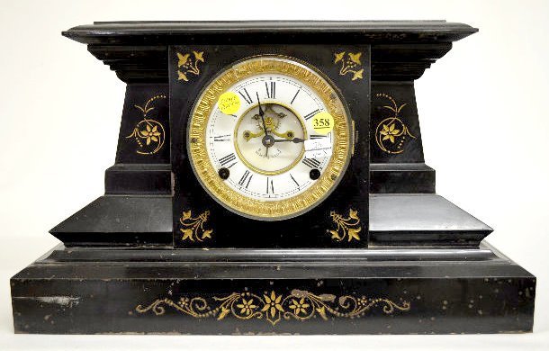 Enameled Iron Case Mantel Clock