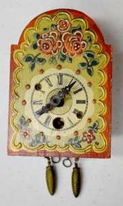 4 Hand Painted German Pendulette Clocks