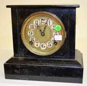 E. N. Welch Enameled Iron Case Clock, “Gamba”