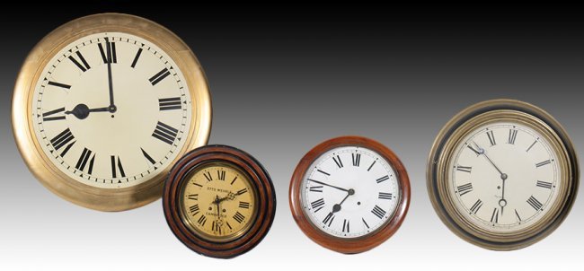 4 GALLERY CLOCKS 1910 ENGLISH INGRAHAM MAHOGANY