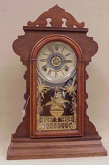 Antique Walnut Kitchen Clock-Gingerbread Case