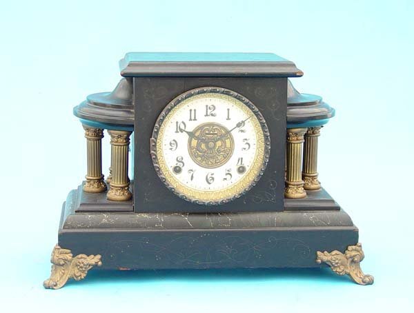 Ingraham Portico Style Black Mantel Clock