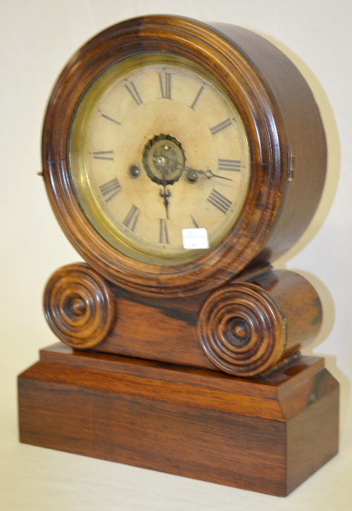 Antique Ingraham “Grecian” Rosewood Shelf Clock with Alarm