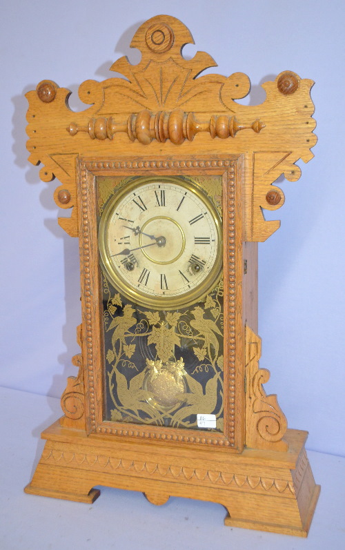 Antique Gilbert “Lake No. 3” Oak Kitchen Clock