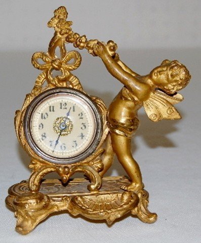 Metal Novelty Cherub Figural Dresser Clock