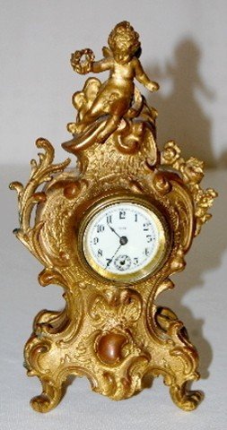 Metal Novelty Figural Cherub Dresser Clock