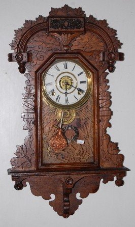 Ingraham Oak Hanging Kitchen Clock