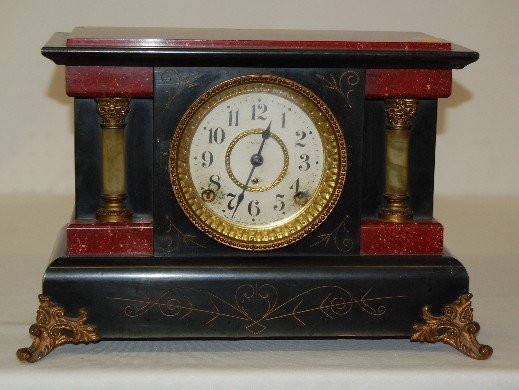 Enameled Wood Mantel Clock