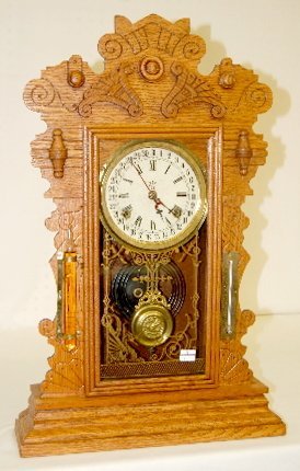 Waterbury Gibson Oak Calendar Kitchen Clock