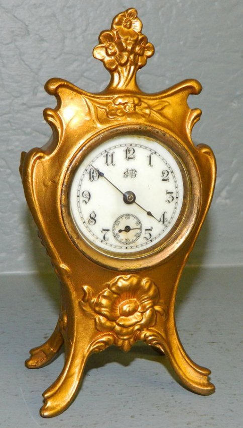 Gold gilt 1 day  American Jennings Bros. clock.