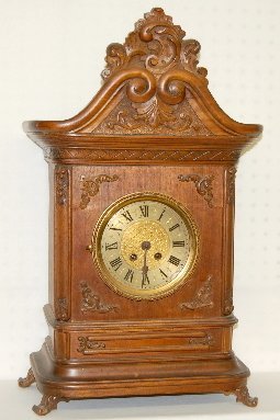 German Shelf Clock, P.M.K., T & S with Bell