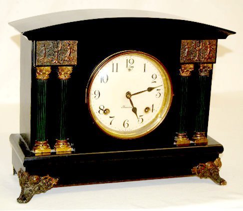 Sessions Pillar Black Mantel Clock