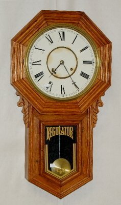 Ansonia Oak Octagon Wall Regulator Clock