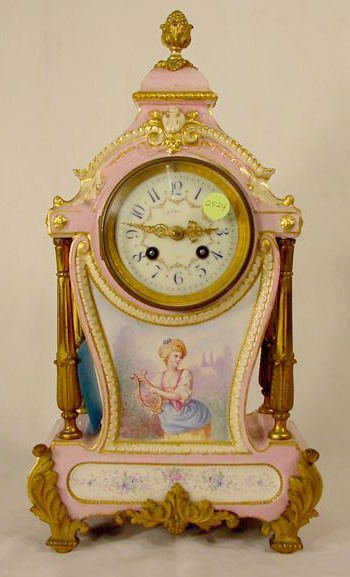 Japy Freres Porcelain & Bronze Table Clock