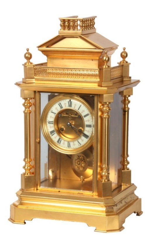 Gilt Brass Crystal Regulator Clock