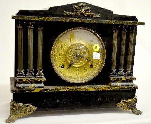 Adamantine Black Mantel 6 Column Clock
