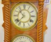 Waterbury  Oak Calendar No. 40 Double Dial Clock