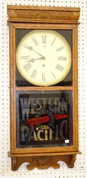 Ingraham “Western Pacific” Oak Adv. Store Clock