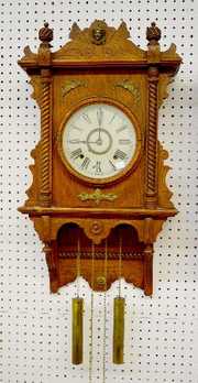 Waterbury “Study” Oak 2wt Wall  Clock