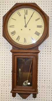 Dark Wood Octagon Regulator Wall Clock