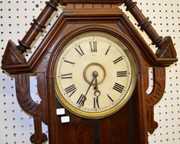 EN Welch Carved Walnut Hanging Wall Clock