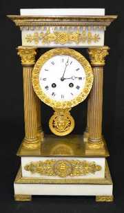 French Marble 3 Piece Empire Garniture Clock Set