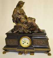 French Japy Frères Slate Lady Statue Clock