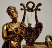 French Japy Fils Lady Statue w/ Harp Clock