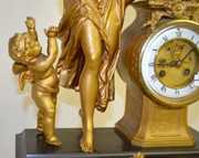 Large French Lady & Cherub Statue Clock