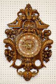 French Carved Wood Devil Mask Clock