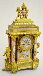 Vincenti Cherub Clock w/ Porcelain Columns