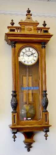 W. Bauer Oak & Ash 1 Wt. Vienna Regulator Clock