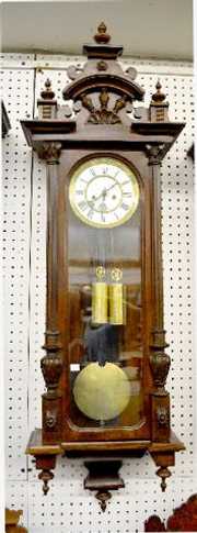 Carved 2 Weight Walnut Vienna Regulator Clock