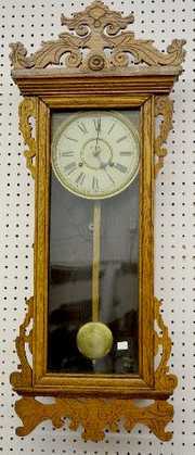 Waterbury “Springfield” Oak Hanging Wall Clock