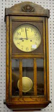 German Oak Chiming Box Clock