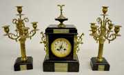 French Slate & Marble 3 Piece Garniture Clock Set