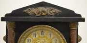 Enameled Oak Column Mantel Clock