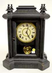 Ingraham “Domino” Ebony Shelf Clock