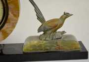 Marble Art Deco Electric Desk Clock w/ Pheasant