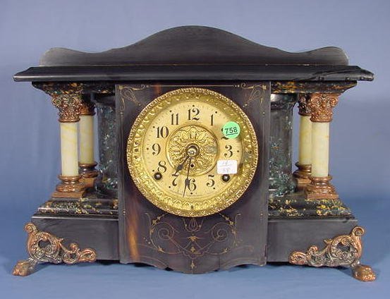 Seth Thomas Adamantine and Black Mantel Clock