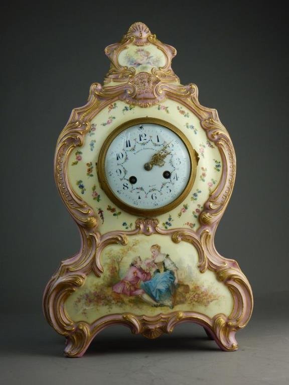 French Hand Painted Porcelain Clock